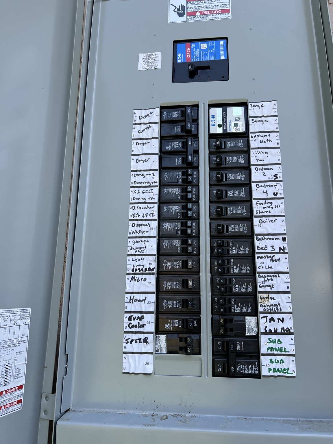 Residential electrical panel installed by DZ Power Co