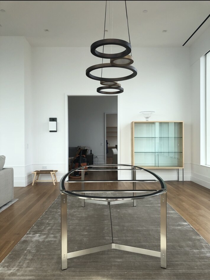 Modern ring chandelier installation